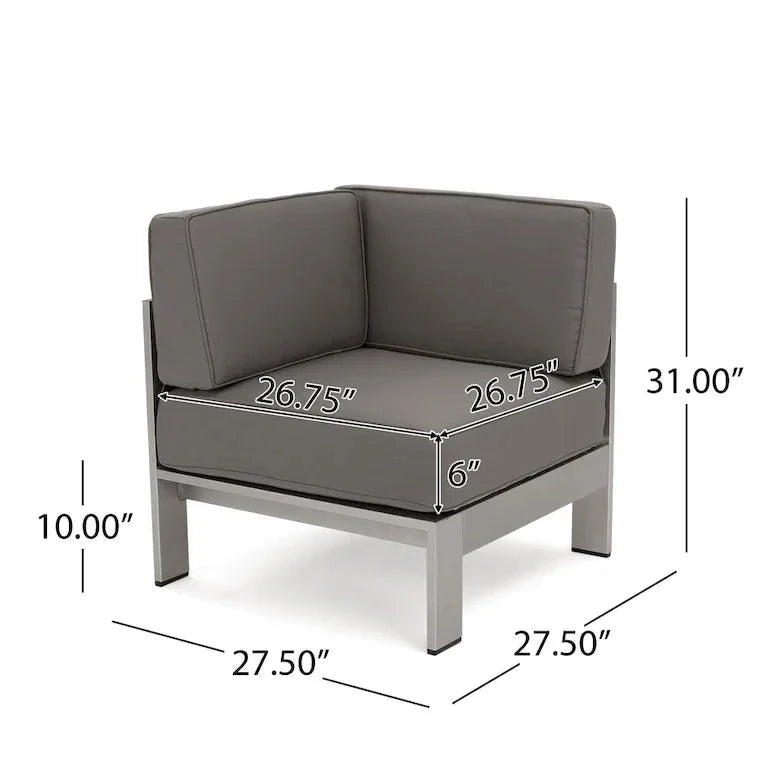 Salon d'angle en L 9 places en aluminium avec brasero Merrelo™