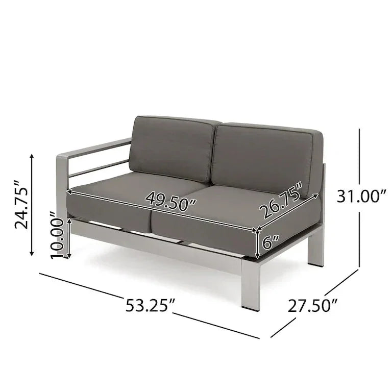 Salon d'angle en L 9 places en aluminium avec brasero Merrelo™