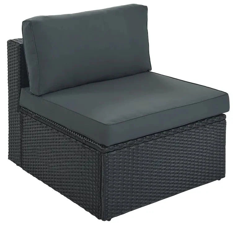 Salon d'angle réversible 7 pièces en résine tressée — table, coussins et coussins déco, 239 × 239 cm Merrelo™