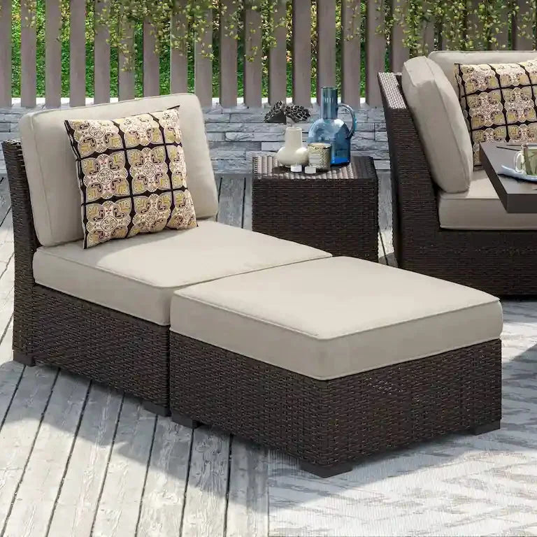 Salon de jardin 11 pièces en résine tressée avec brasero Merrelo™