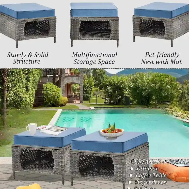 Salon de jardin 12 pièces en résine tressée avec fauteuils pivotants à bascule Merrelo™