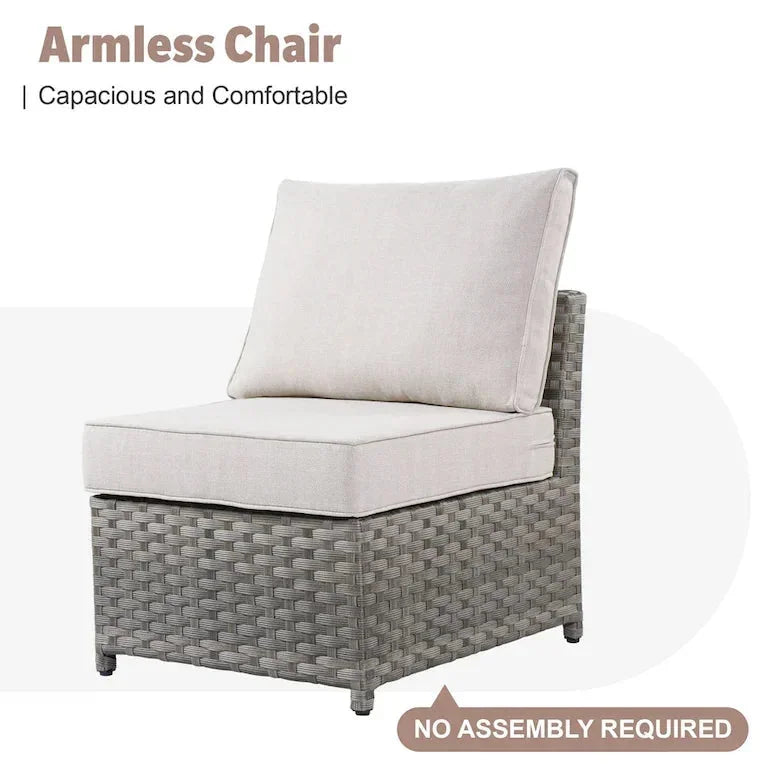 Salon de jardin 13 pièces en résine tressée avec table brasero Merrelo™