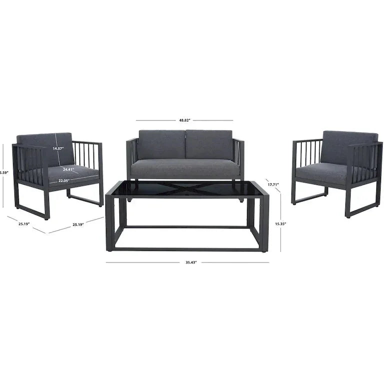 Salon de jardin 4 pièces — 124 × 71 × 64 cm Merrelo™