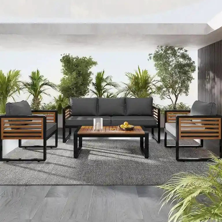 Salon de jardin 4 pièces avec coussins déhoussables Merrelo™