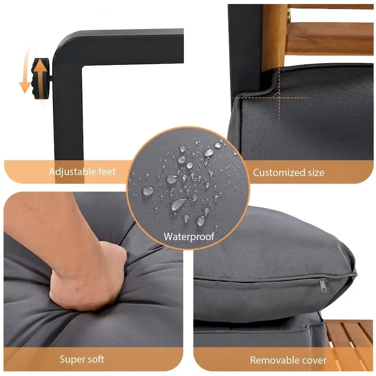 Salon de jardin 4 pièces avec coussins déhoussables Merrelo™