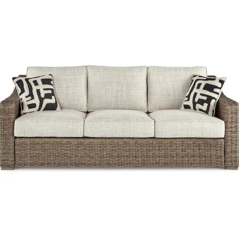 Salon de jardin 4 pièces brun et beige — 209 × 96 cm Merrelo™