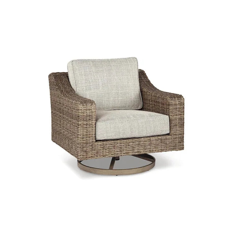 Salon de jardin 4 pièces brun et beige — 209 × 96 cm Merrelo™