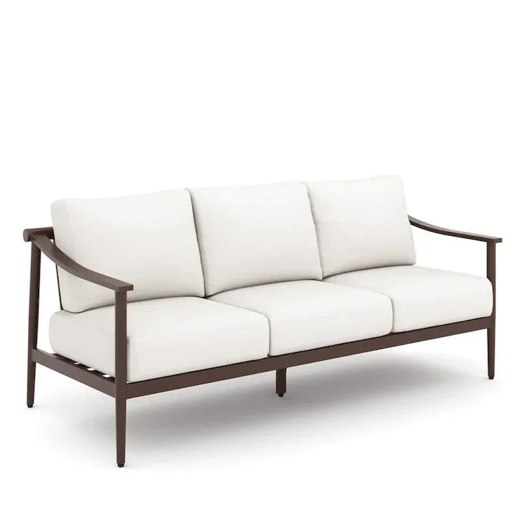 Salon de jardin 4 pièces — canapé, 2 fauteuils et table basse, coussins ivoire Merrelo™