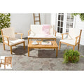 Salon de jardin 4 pièces en acacia brun, coussins beige — 122 × 64 × 81 cm Merrelo™