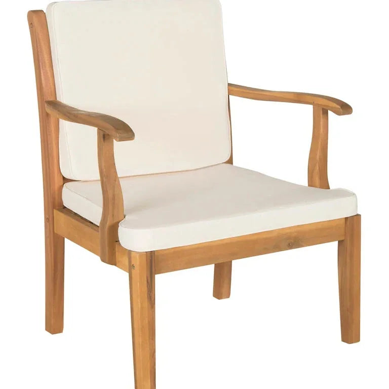 Salon de jardin 4 pièces en acacia brun, coussins beige — 122 × 64 × 81 cm Merrelo™