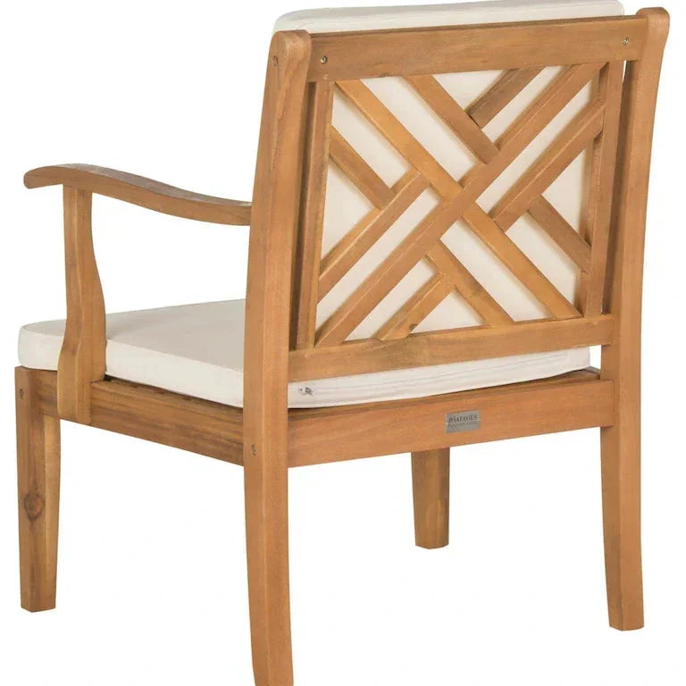 Salon de jardin 4 pièces en acacia brun, coussins beige — 122 × 64 × 81 cm Merrelo™