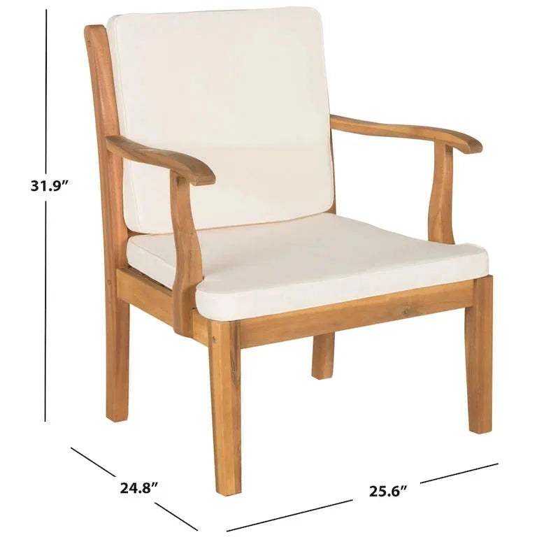 Salon de jardin 4 pièces en acacia brun, coussins beige — 122 × 64 × 81 cm Merrelo™