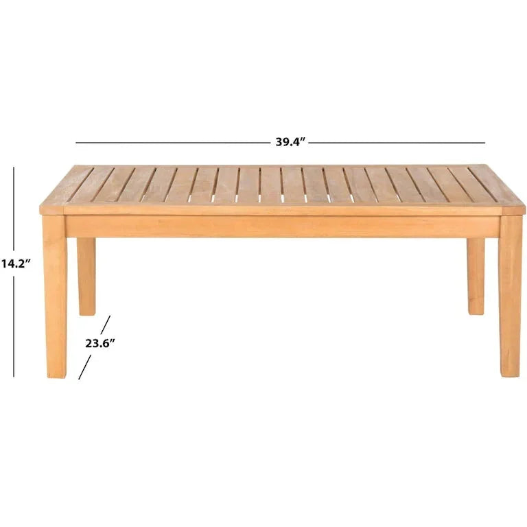 Salon de jardin 4 pièces en acacia brun, coussins beige — 122 × 64 × 81 cm Merrelo™