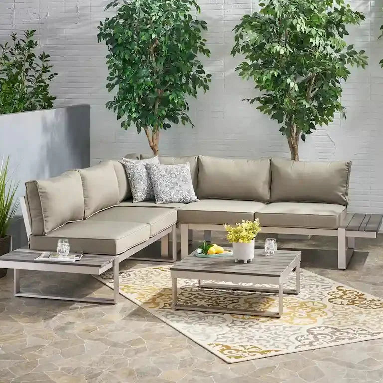 Salon de jardin 4 pièces en aluminium avec coussins Merrelo™
