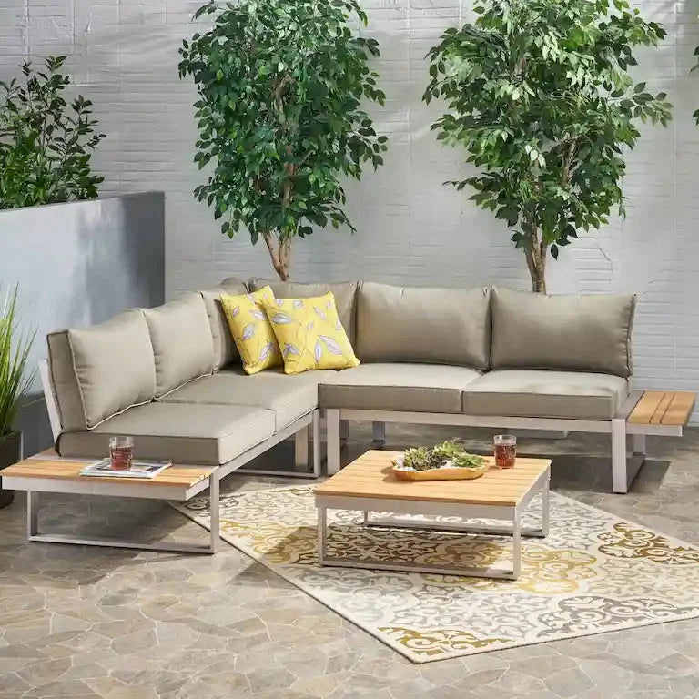 Salon de jardin 4 pièces en aluminium avec coussins Merrelo™