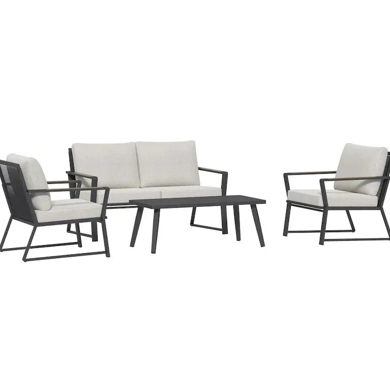 Salon de jardin 4 pièces en aluminium avec coussins Merrelo™