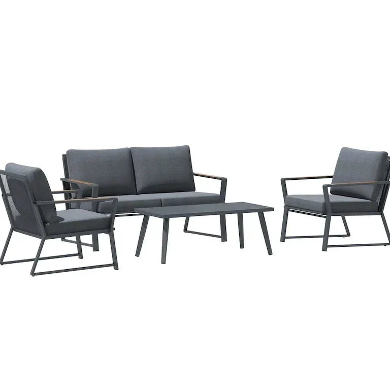 Salon de jardin 4 pièces en aluminium avec coussins Merrelo™