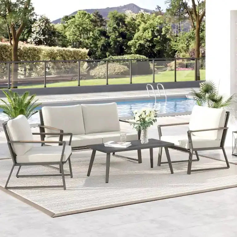 Salon de jardin 4 pièces en aluminium avec coussins Merrelo™