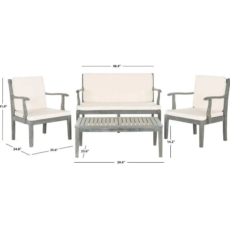 Salon de jardin 4 pièces en bois d'acacia — 122 × 81 × 64 cm Merrelo™