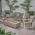 Salon de jardin 4 places en acacia et résine tressée avec brasero Merrelo™