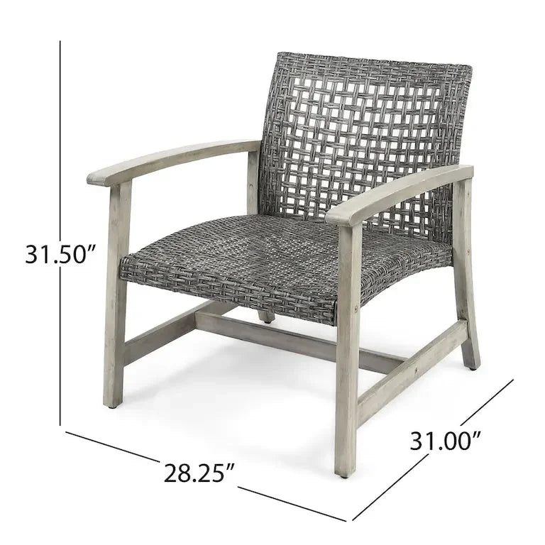Salon de jardin 4 places en acacia et résine tressée avec brasero Merrelo™