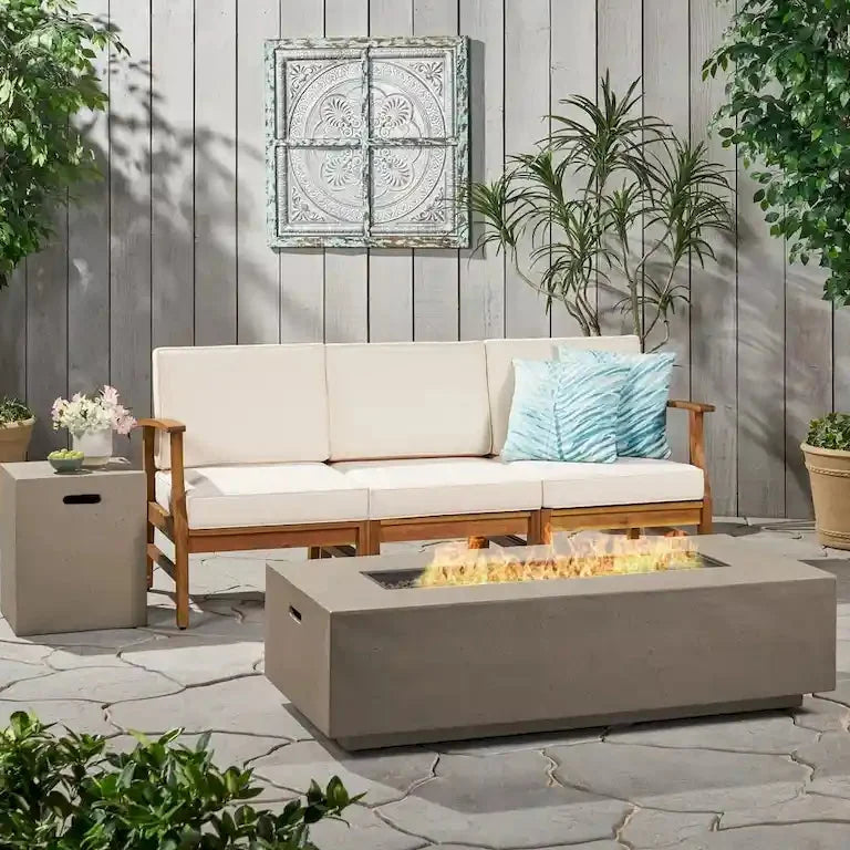 Salon de jardin 5 pièces en bois d'acacia avec brasero Merrelo™