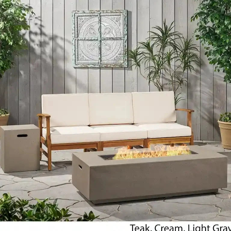 Salon de jardin 5 pièces en bois d'acacia avec brasero Merrelo™