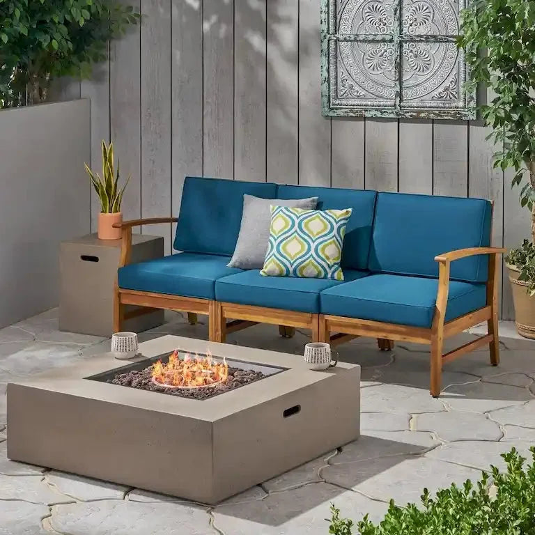 Salon de jardin 5 pièces en bois d'acacia avec brasero Merrelo™