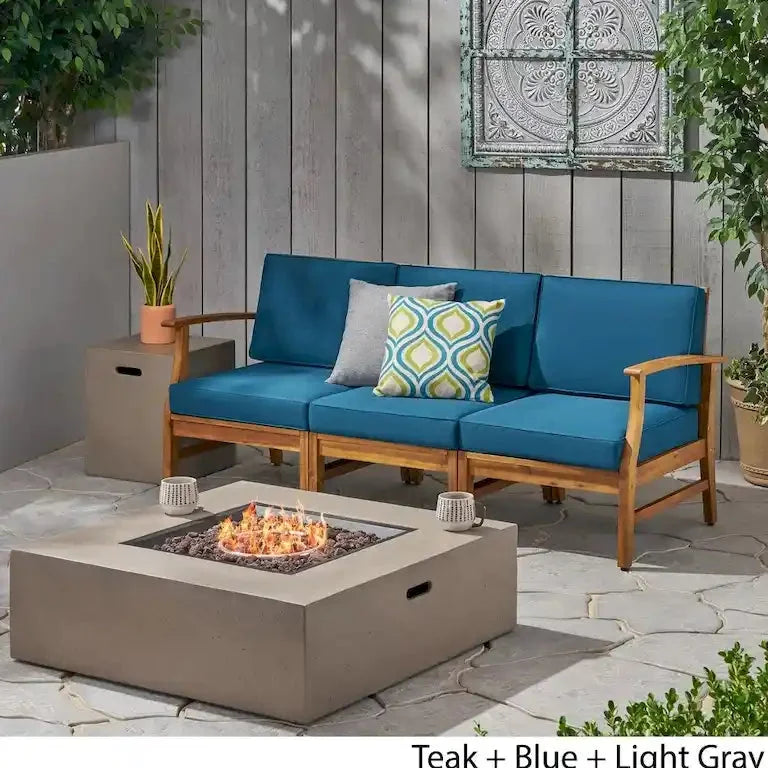 Salon de jardin 5 pièces en bois d'acacia avec brasero Merrelo™