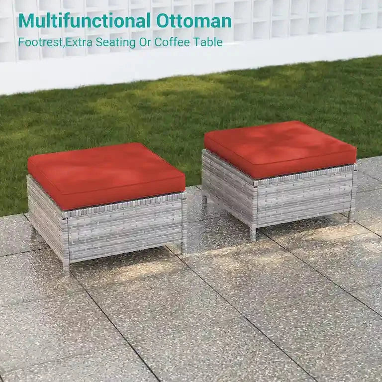 Salon de jardin 6 pièces en rotin brun — fauteuils pivotants à bascule et table d'appoint Merrelo™