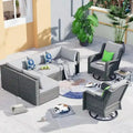 Salon de jardin 7 pièces en résine tressée avec fauteuils pivotants à bascule Merrelo™
