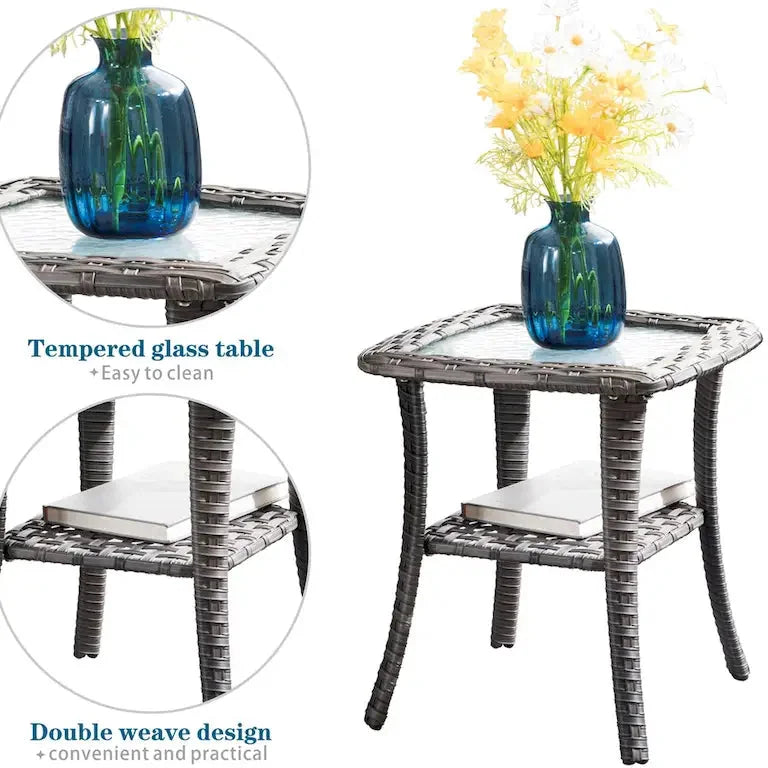 Salon de jardin 7 pièces en résine tressée avec fauteuils pivotants à bascule Merrelo™
