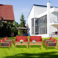 Salon de jardin 8 pièces en rotin et bois d'acacia avec coussins Merrelo™