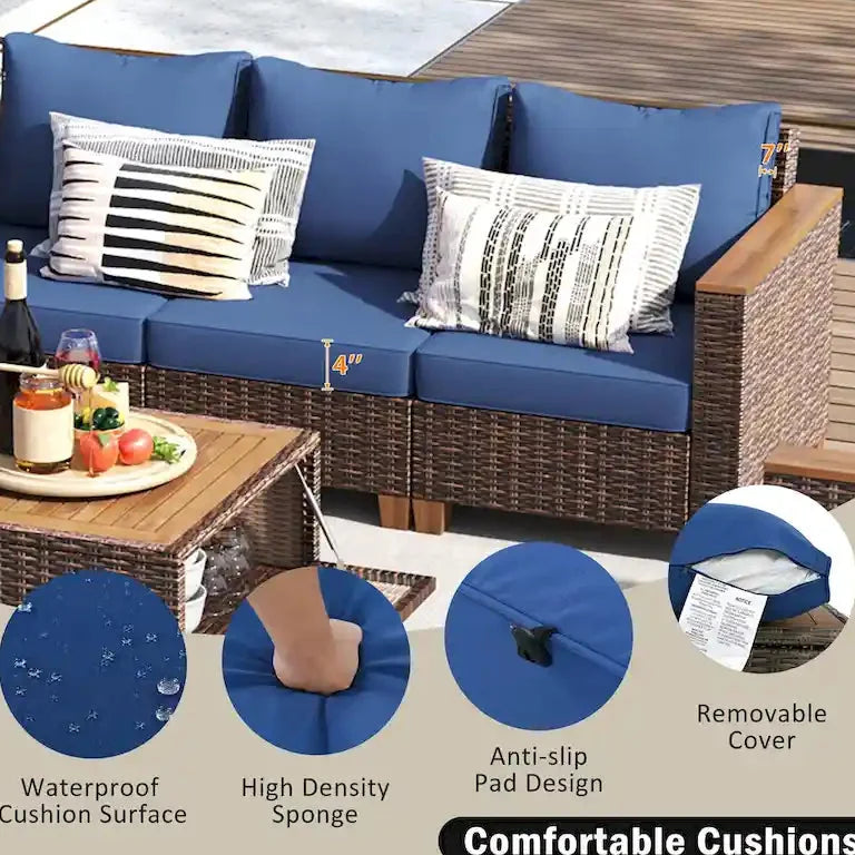 Salon de jardin 8 pièces — table de rangement et fauteuils pivotants à bascule Merrelo™