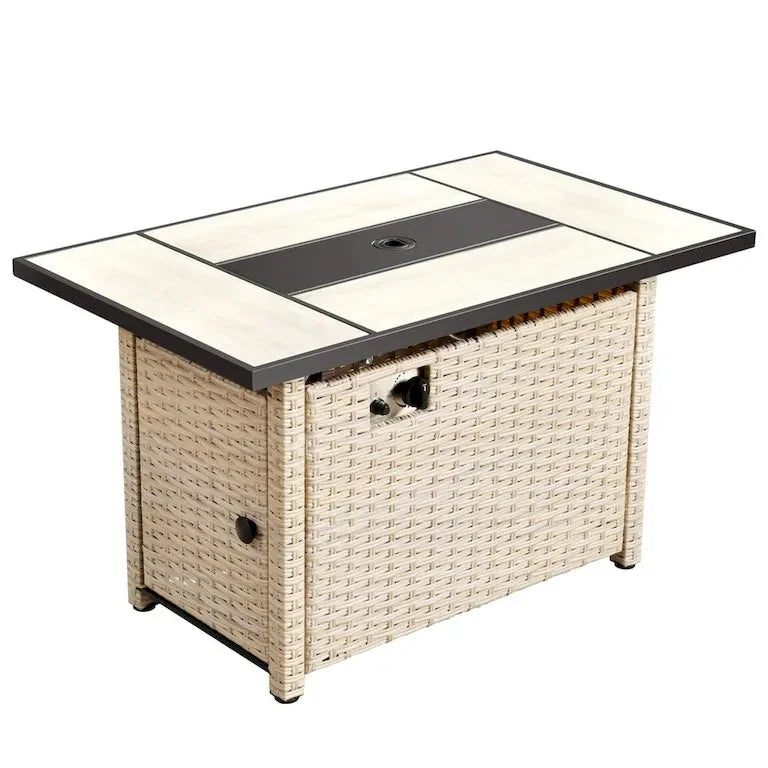 Salon de jardin 9 pièces en résine tressée avec table brasero Merrelo™