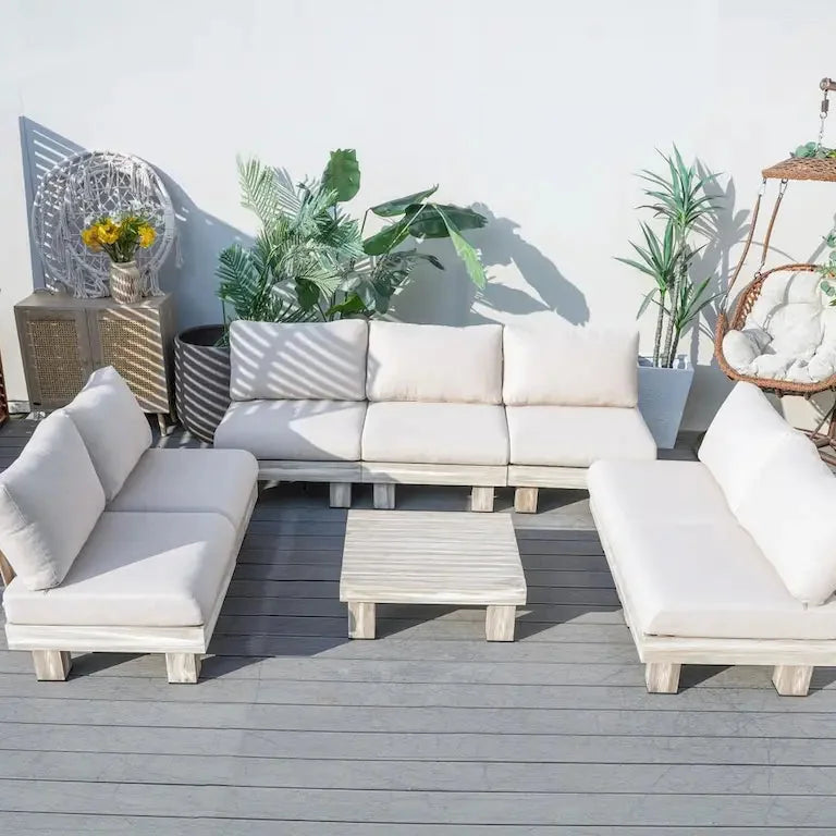 Salon de jardin en aluminium, coussins garnis de mousse Merrelo™