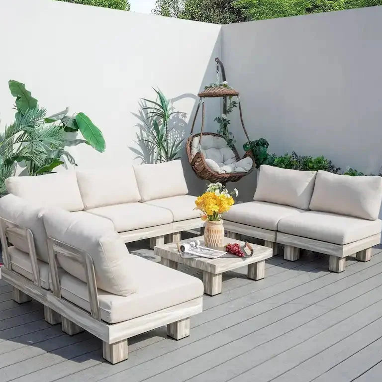 Salon de jardin en aluminium, coussins garnis de mousse Merrelo™
