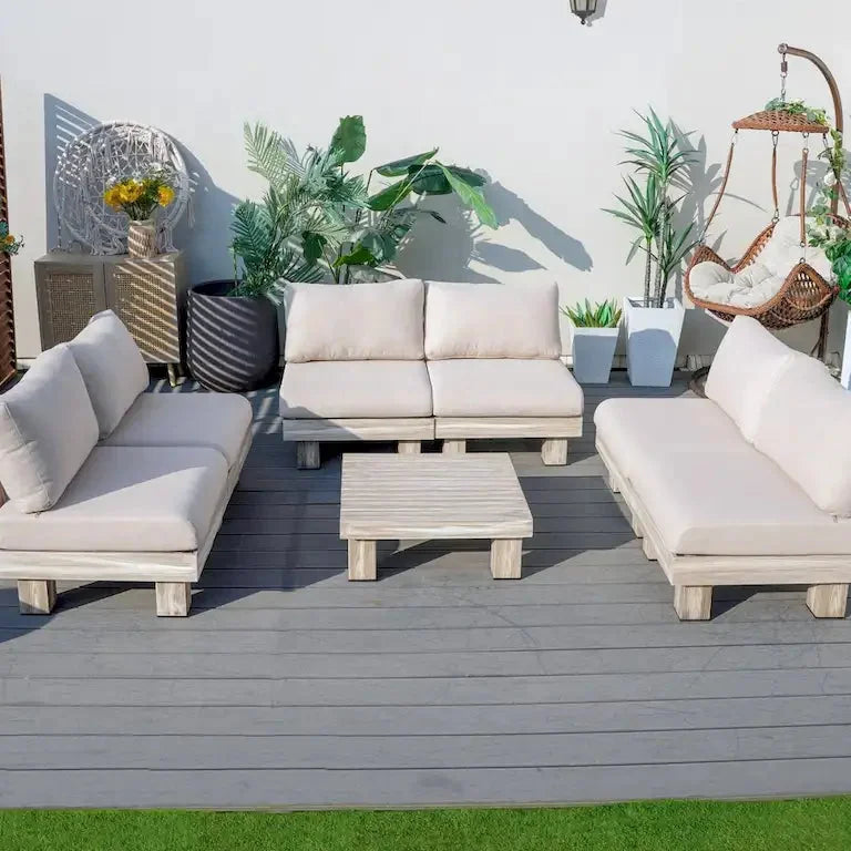 Salon de jardin en aluminium, coussins garnis de mousse Merrelo™