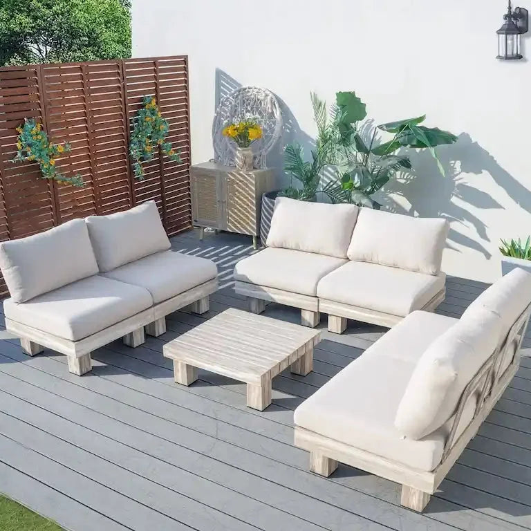 Salon de jardin en aluminium, coussins garnis de mousse Merrelo™