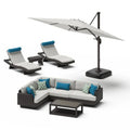 Salon de jardin et repas 9 pièces en tissu Sunbrella avec parasol Merrelo™