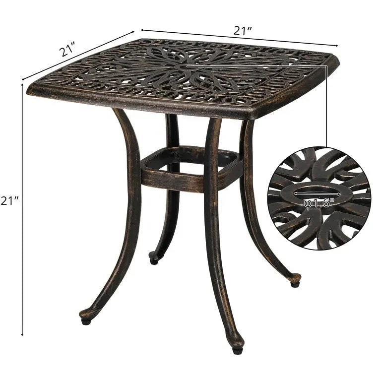 Table de repas de jardin en fonte d'aluminium, trou pour parasol Merrelo™