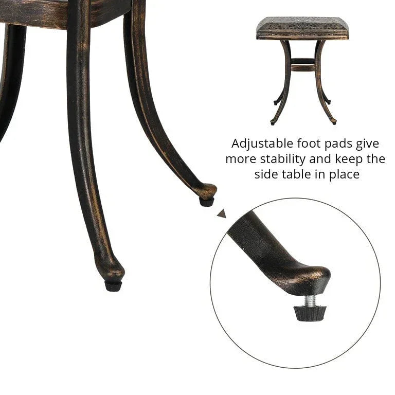 Table de repas de jardin en fonte d'aluminium, trou pour parasol Merrelo™