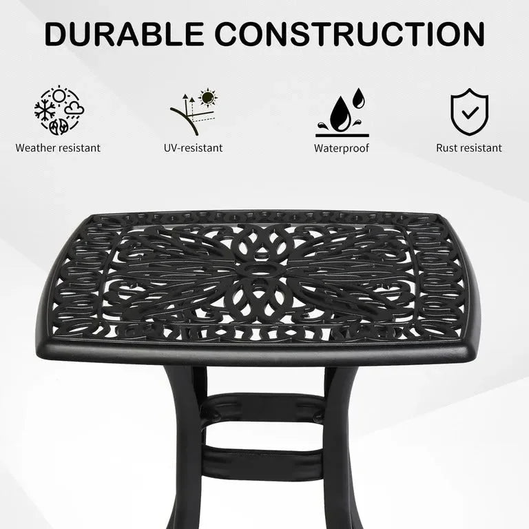 Table de repas de jardin en fonte d'aluminium, trou pour parasol Merrelo™
