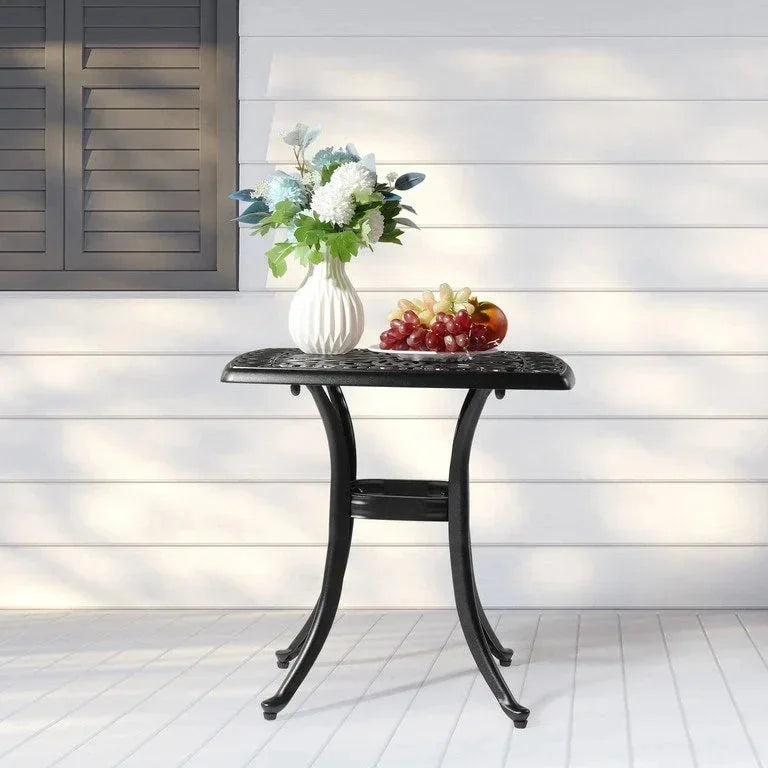Table de repas de jardin en fonte d'aluminium, trou pour parasol Merrelo™