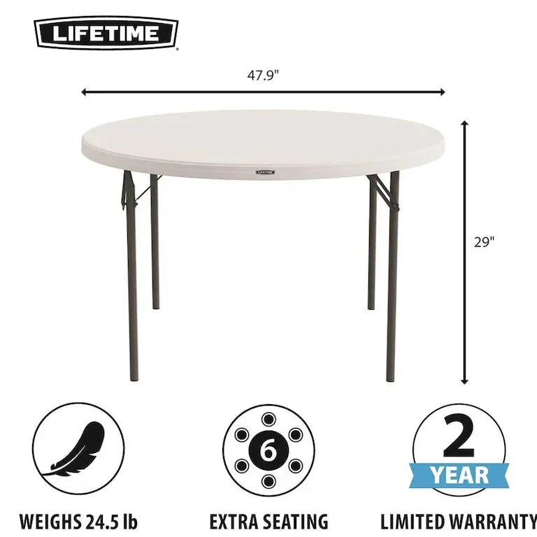 Table ronde pliante 122 cm, qualité professionnelle Merrelo™